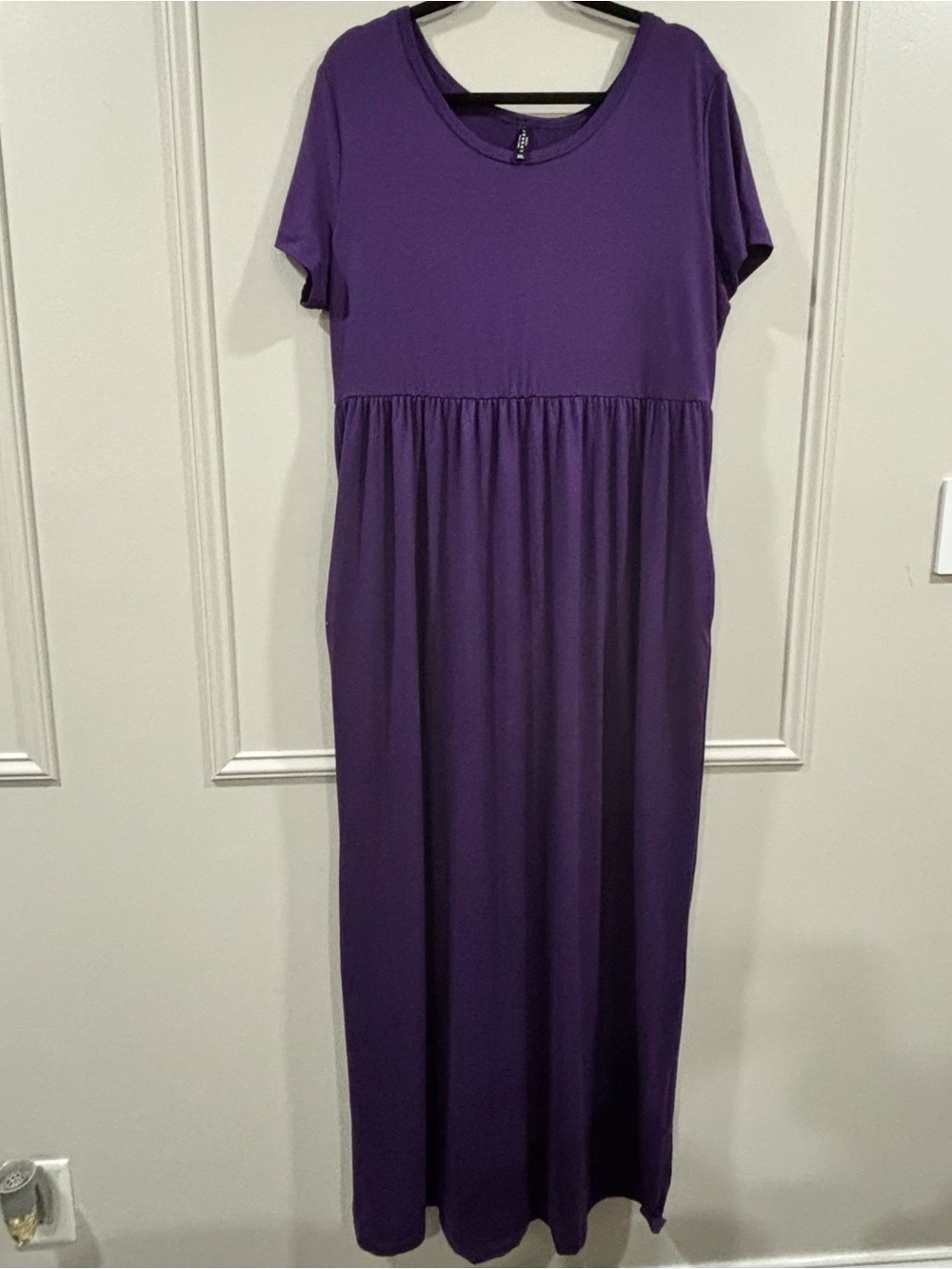 Johnny Purple Short Sleeve Empire Waist Maxi Dress XXL